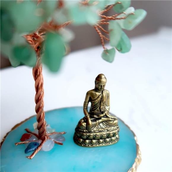 Buddha Statue with Healing Crystal Tree, Home Decor Yoga Meditation Office Desk - Picture 5 of 7